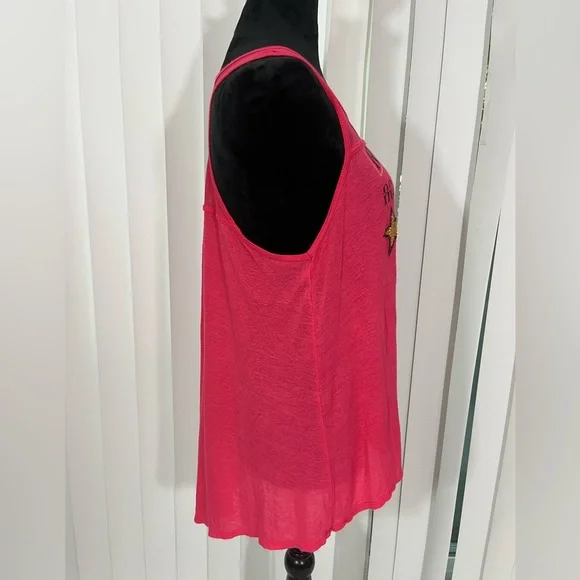 📍AFFLICTION Y2K Black Label Skull Print Lightweight Tank Top Racer Back Pink L - Picture 4 of 8